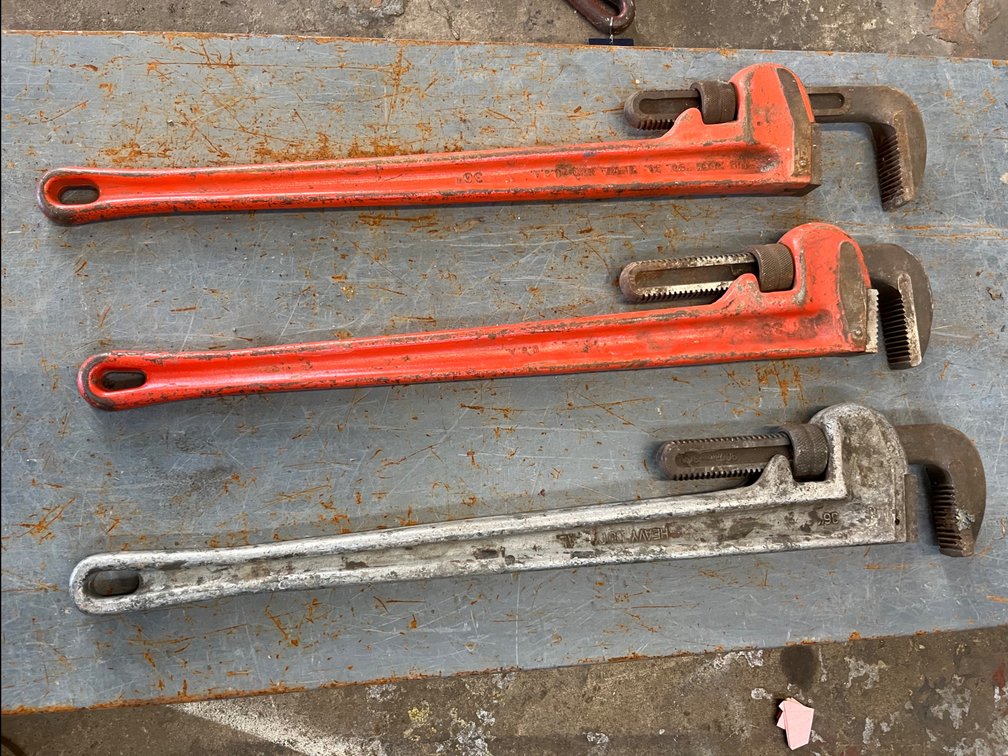 A Group of (3) Ass't 36" Pipe Wrenches