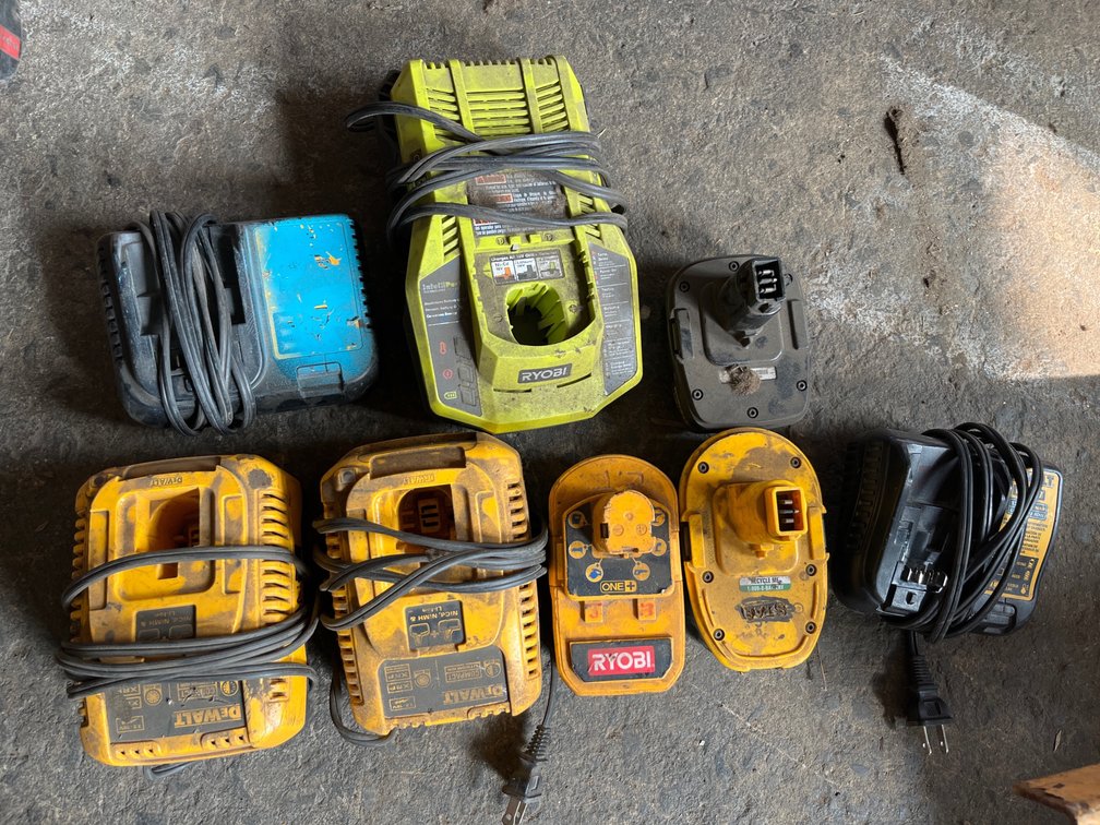 A Group of Ass't Chargers and Batteries