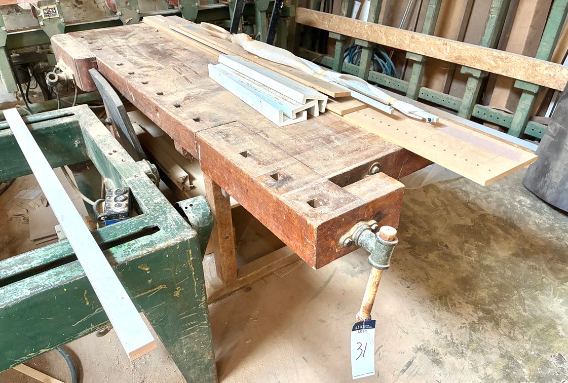 {each} European Wooden Work Bench with Double Vises