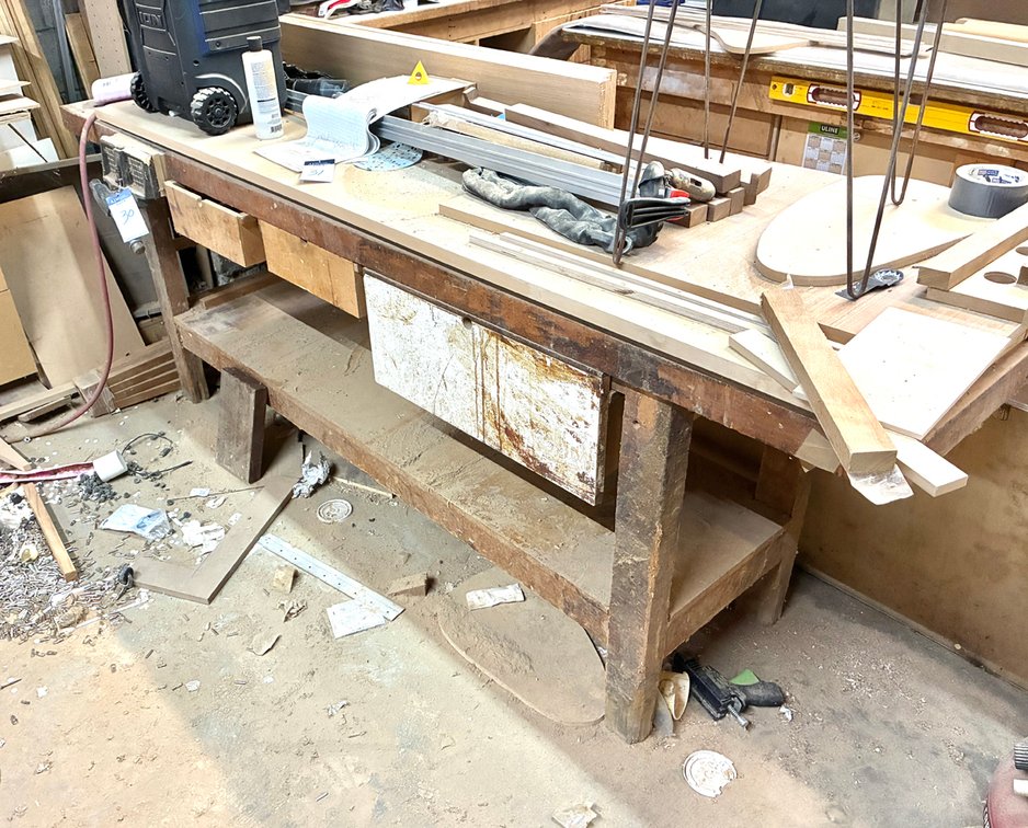 {each} Wooden Work Bench with Metal Vise