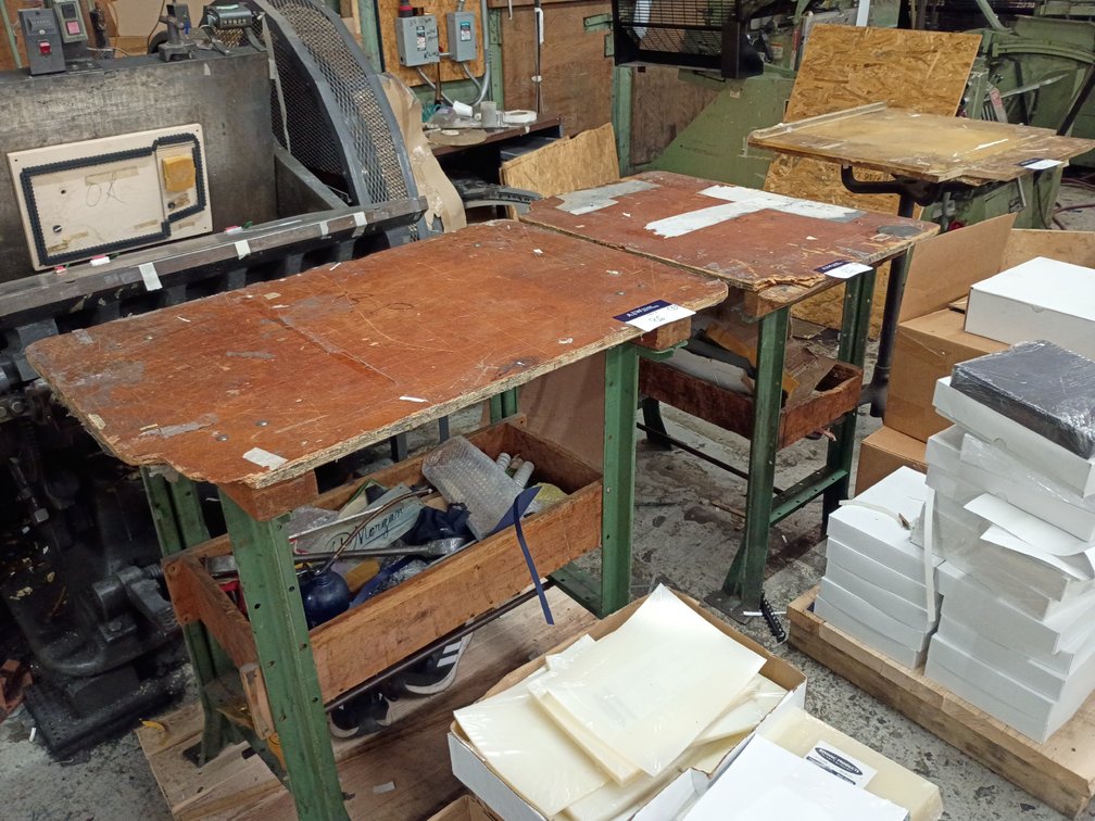 A Group of (3) Ass't Steel Wood Top Tables