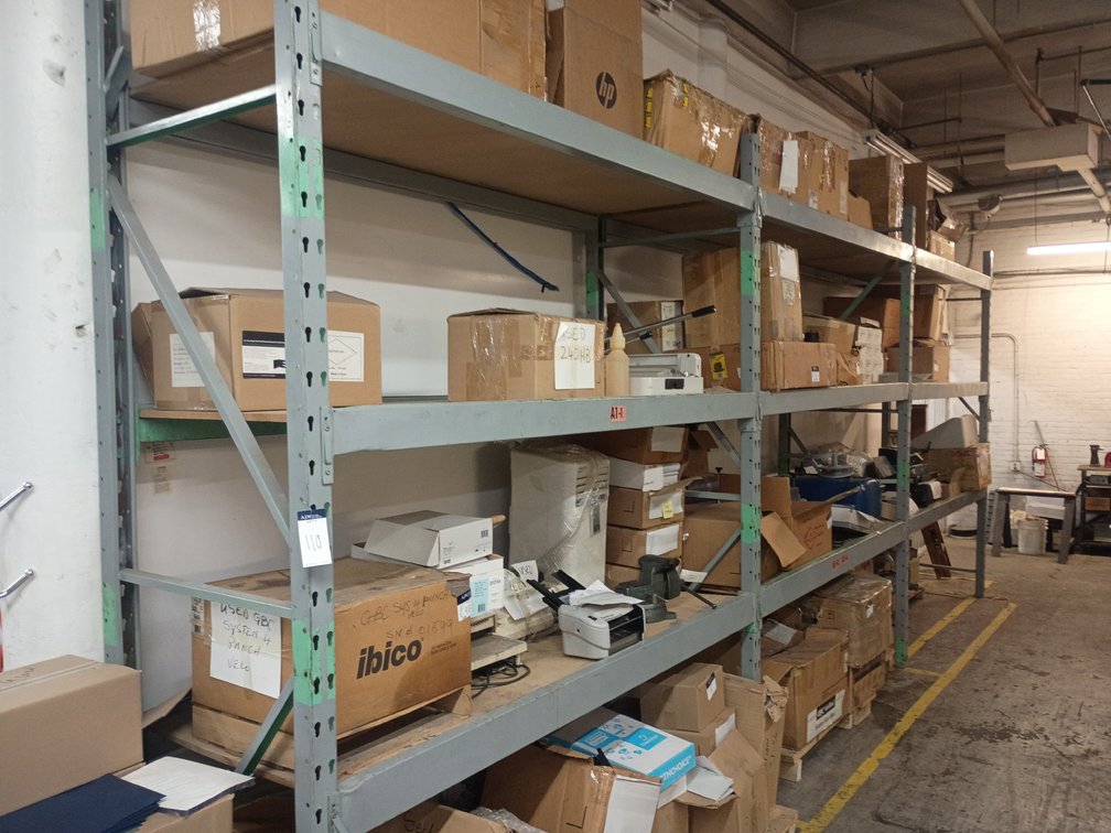 A Group of 10ft Tear Drop Style Pallet Racking