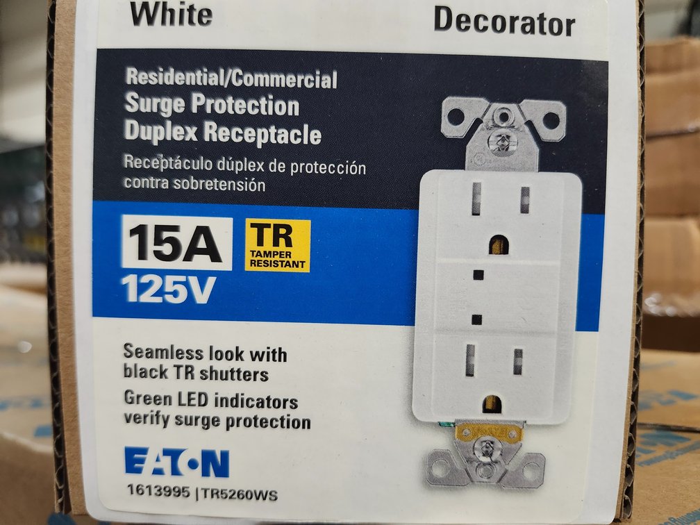 {case} Eaton Surge Protection Duplex Receptacle, 6-Pack