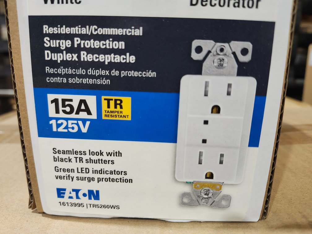 {case} Eaton Surge Protection Duplex Receptacle, 6-Pack