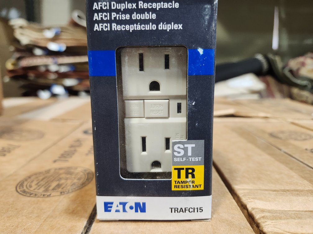 {case} Eaton AFCI Duplex Receptacle, Light Almond