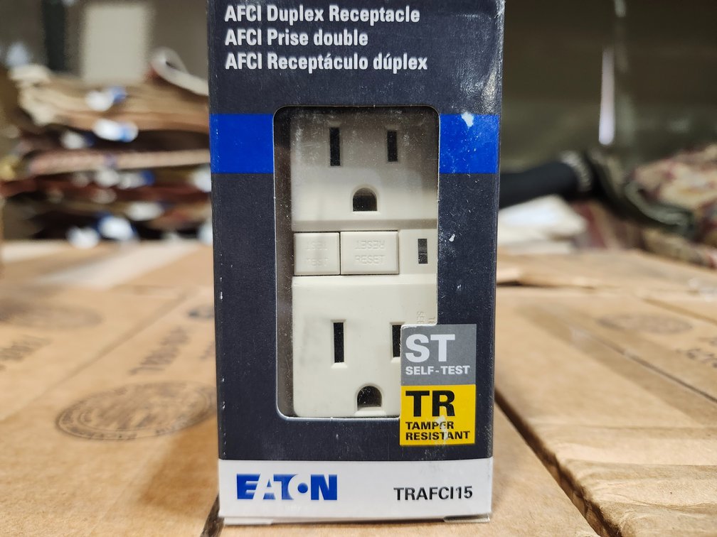 {case} Eaton AFCI Duplex Receptacle, Light Almond