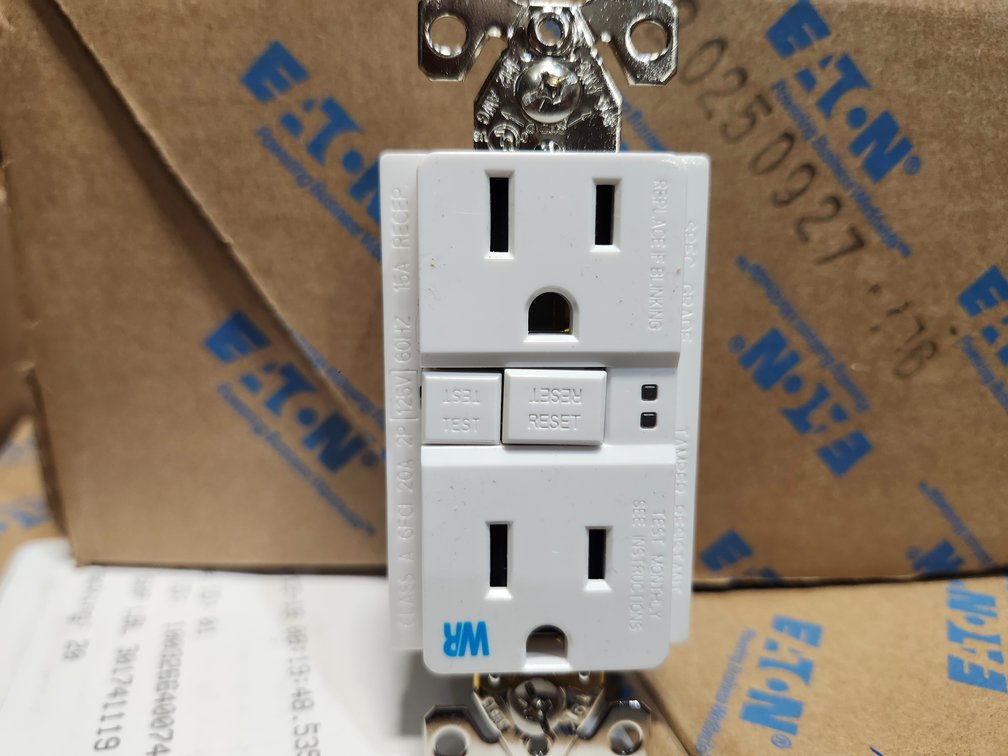 {case} Eaton Self-Test GFCI Receptacle, White
