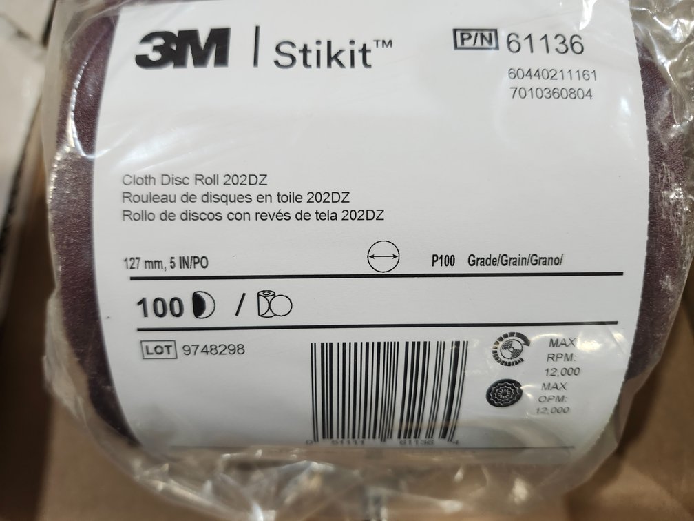 {case} 3M Stikit 5" Cloth Disc Roll, P100 Grade