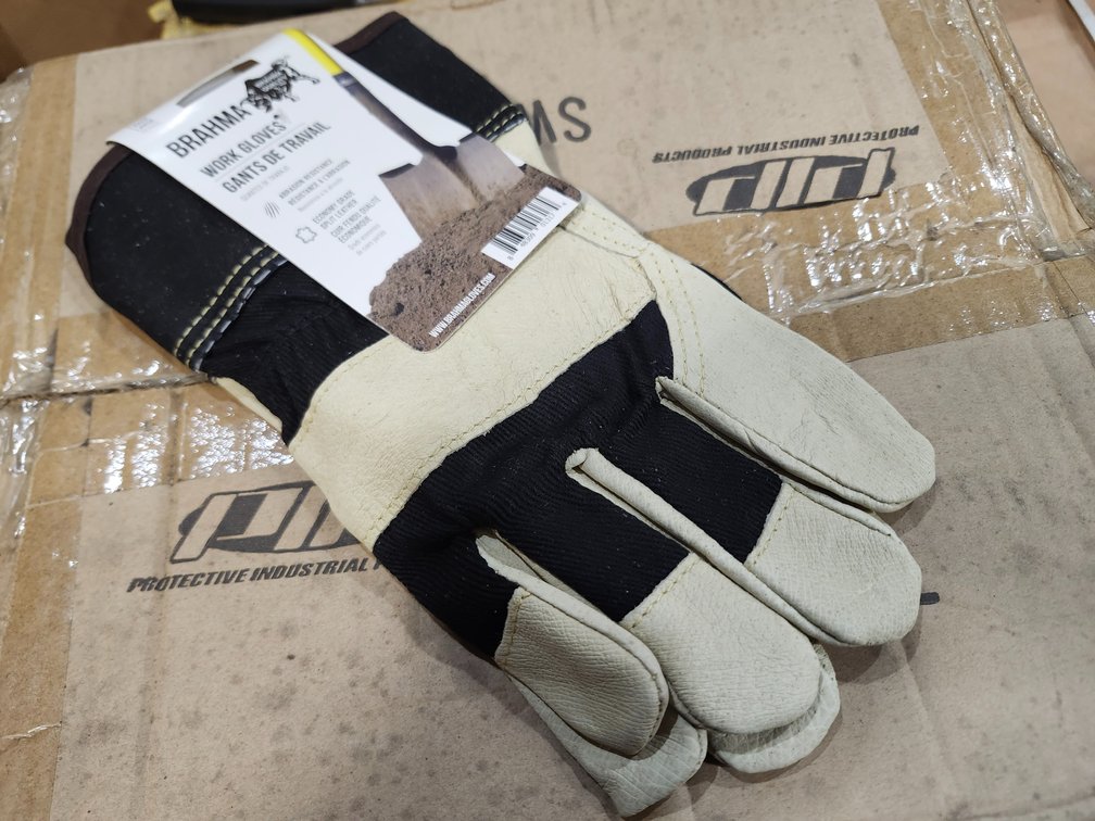 {each} Brahma Pigskin Leather Palm Work Gloves, Large
