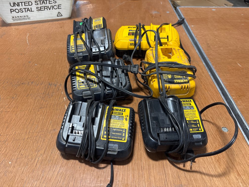 A Group of Ass't DeWalt Battery Chargers