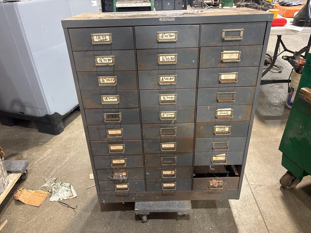 Steel Master 30"L x 12"W x 37"H 30-Drawer Cabinet w/ Contents