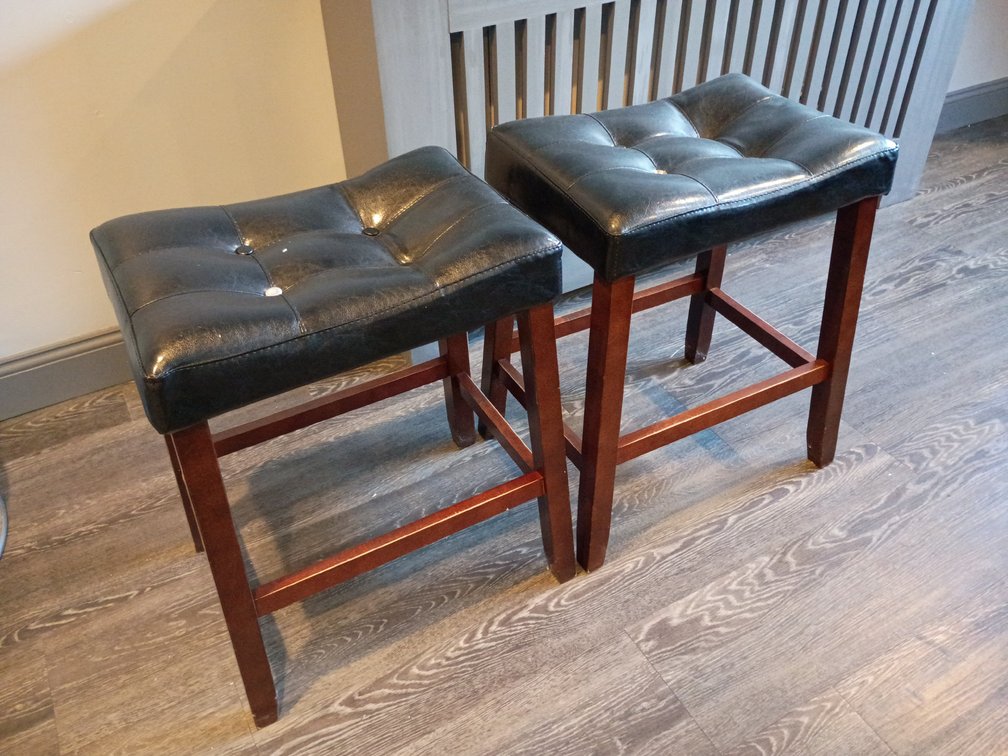 {each} Faux Leather Upholstered Wood Stool