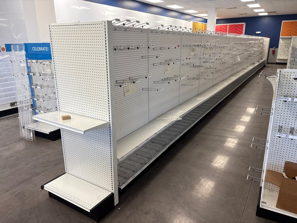 A Group of Free Standing, Double Sided, Gondola Shelving, 77-1/2" Tall