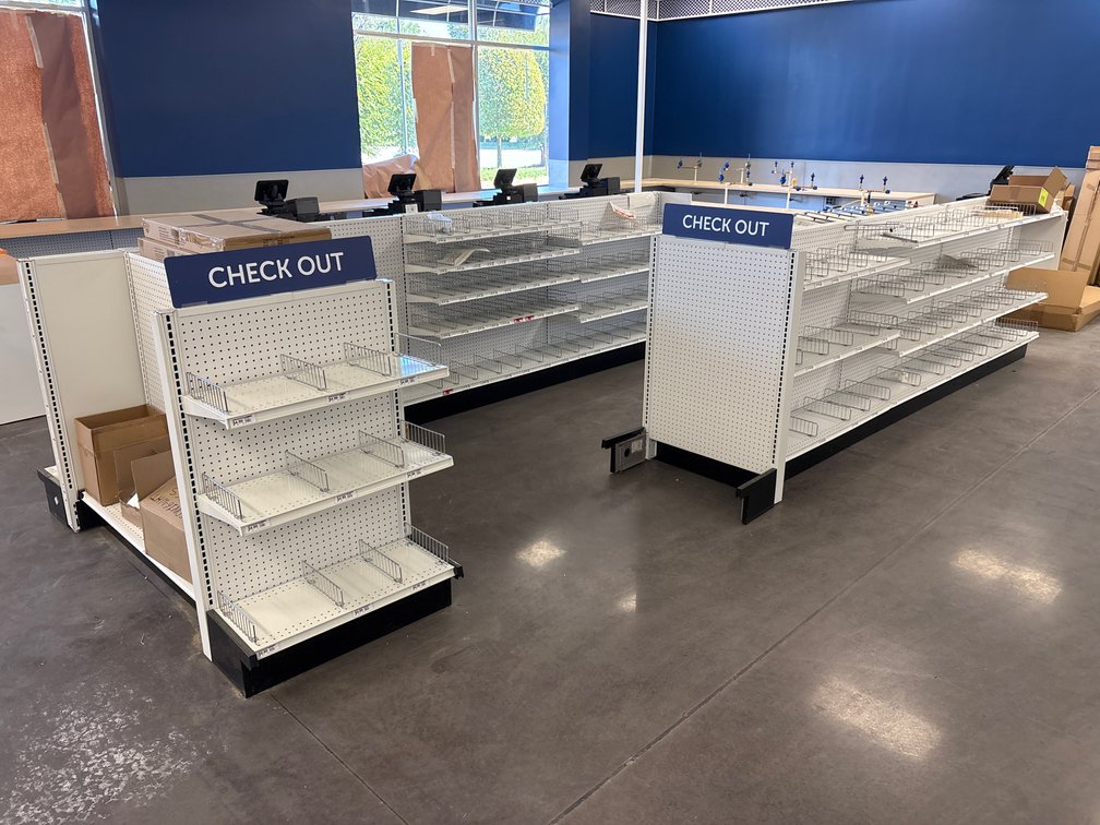 A Group of Free Standing, Double Sided, Gondola Shelving, 48" Tall