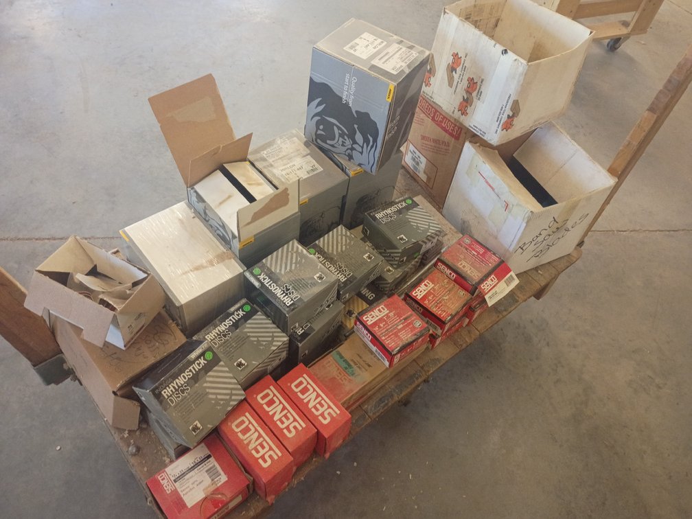 A Group of Ass't Nails, Staples, and Abrasives