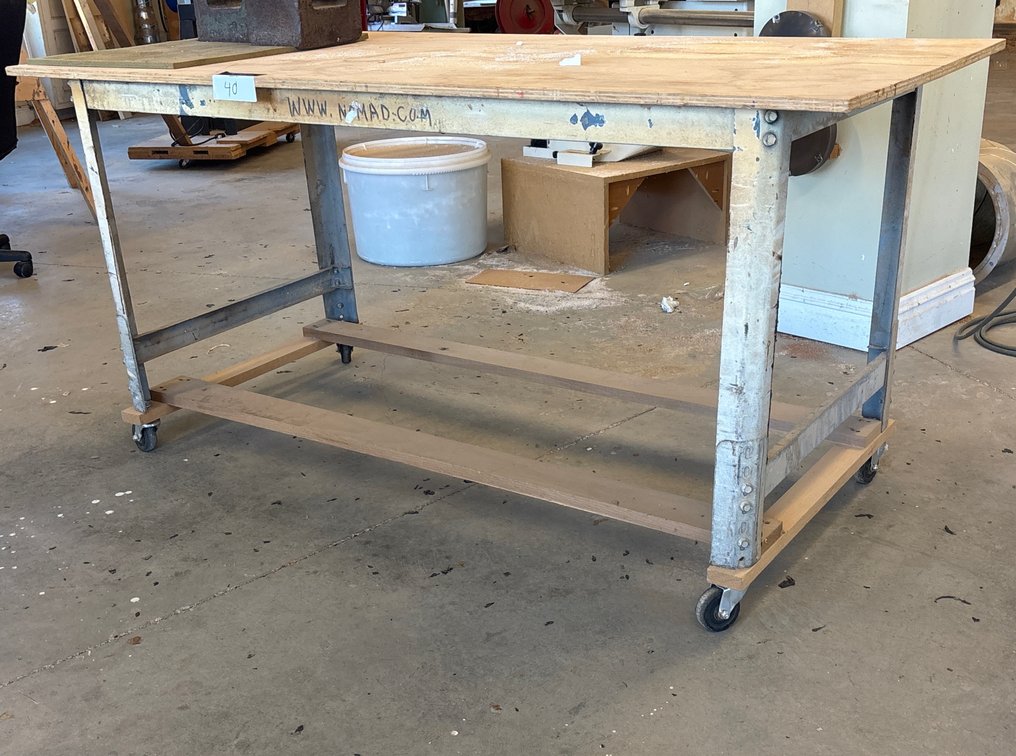 Custom Rolling 2-Tier Wooden Work Bench