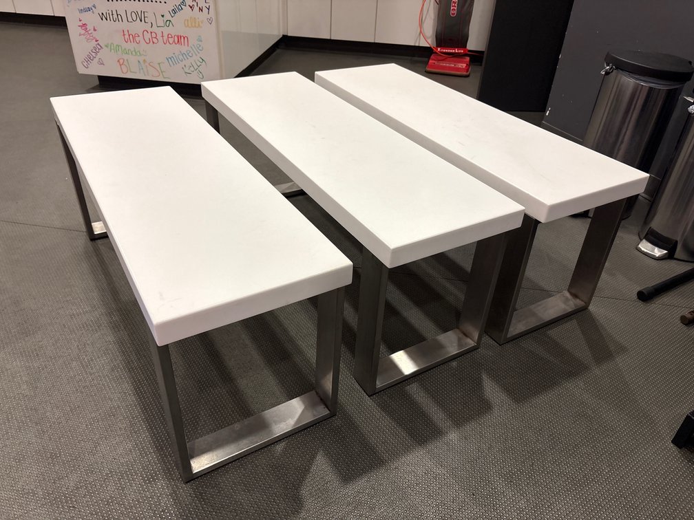 {each} Formica Top Stainless Steel Benches