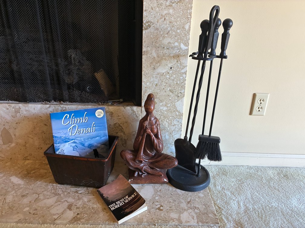 Girl Playing Flute Figurine, Fireplace Set