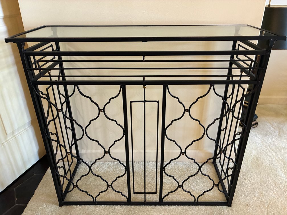Metal Entry Table with Glass Top