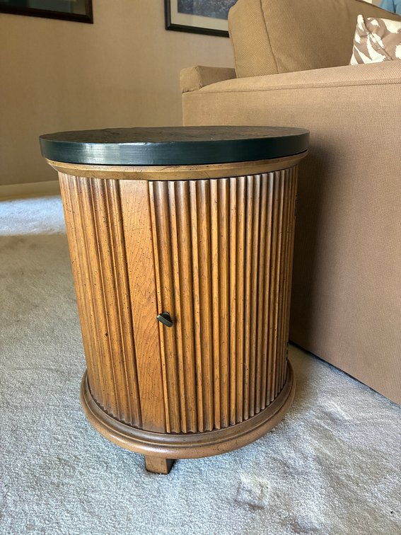 Wooden Drum Style End Table
