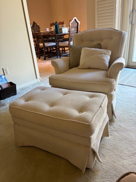 Upholstered Chair with Ottoman