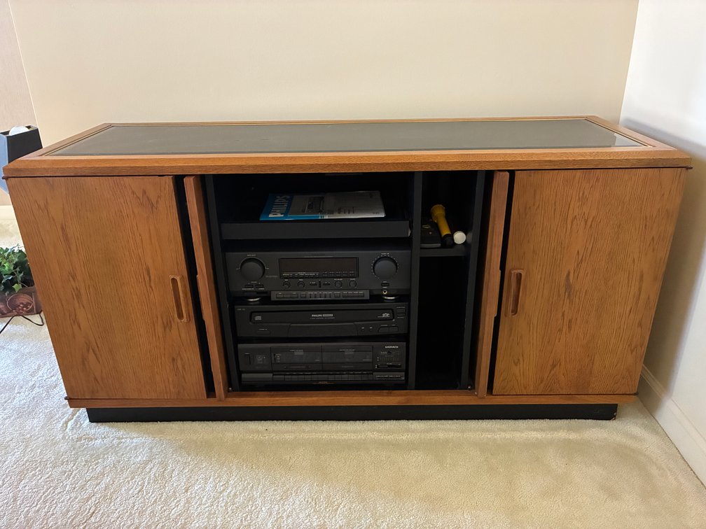 Wood Stereo Cabinet with Sound Equipment