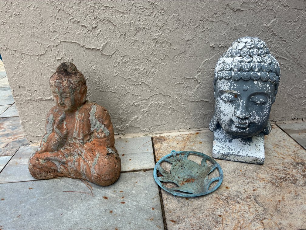 Asian Figurine and Bust, Plant Trivet