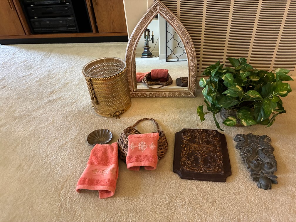 Mirror, Wastebasket, Wall Plaques, Hand Towels