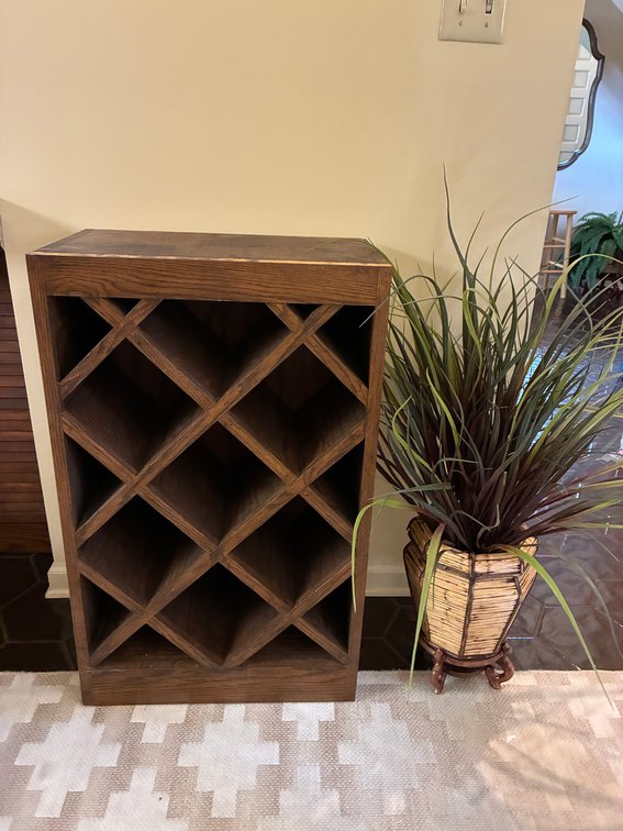 Wood Wine Cabinet, Artificial Plant