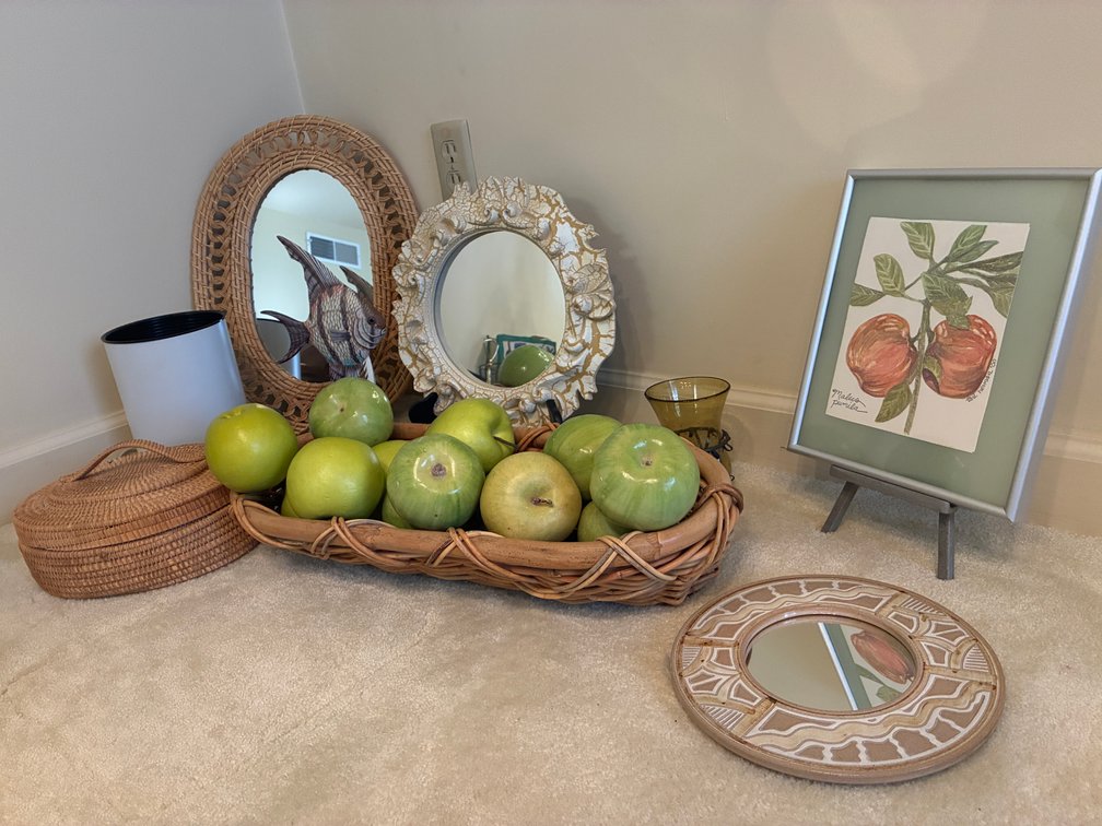Mirrors, Basket with Apples, Woven Basket