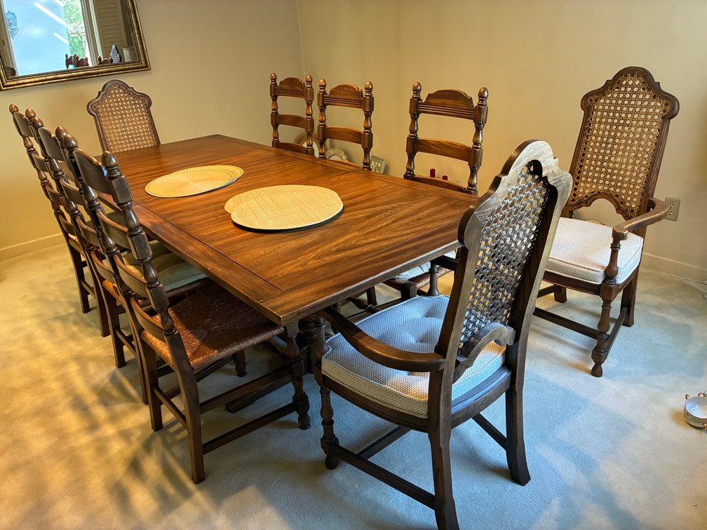 Wood Dining Table with 9 Chairs