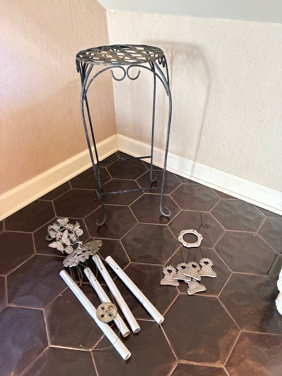 Metal Plant Stand, Wind Chimes