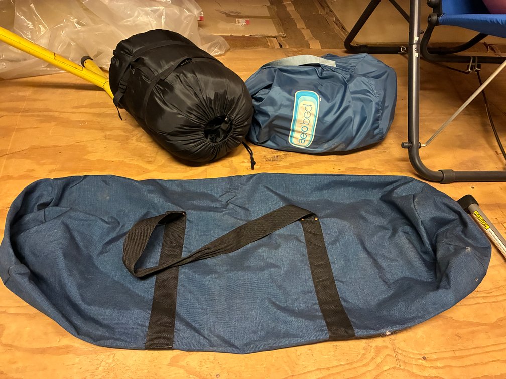 Aerobed, Sleeping Bag, Duffle Bag