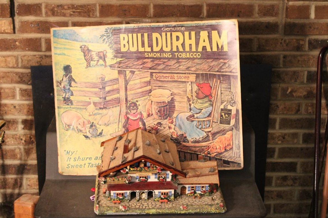 BULLDURHAM TOBACCO SIGN AND HOUSE MODEL