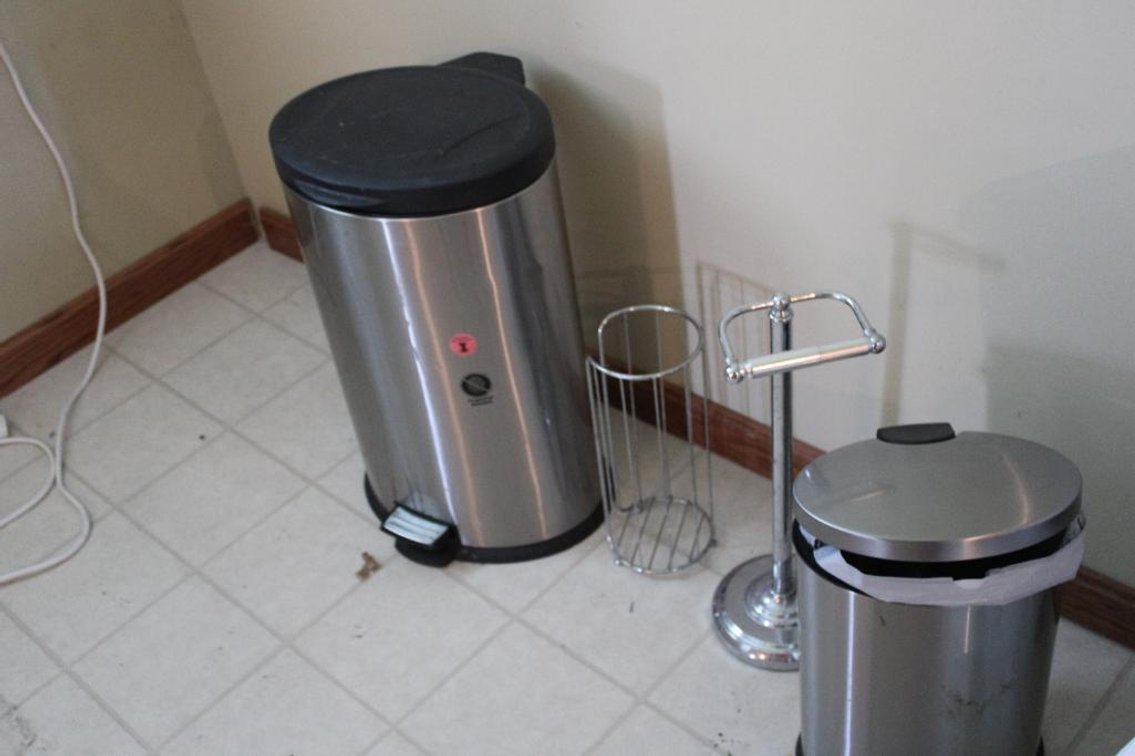 TRASH CANS AND TOILET PAPER HOLDERS
