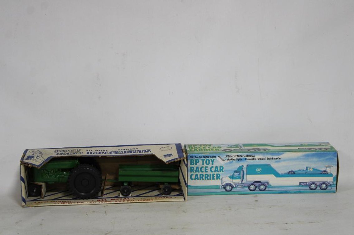 BP RACE CAR CARRIER AND DIE CAST TRACTOR