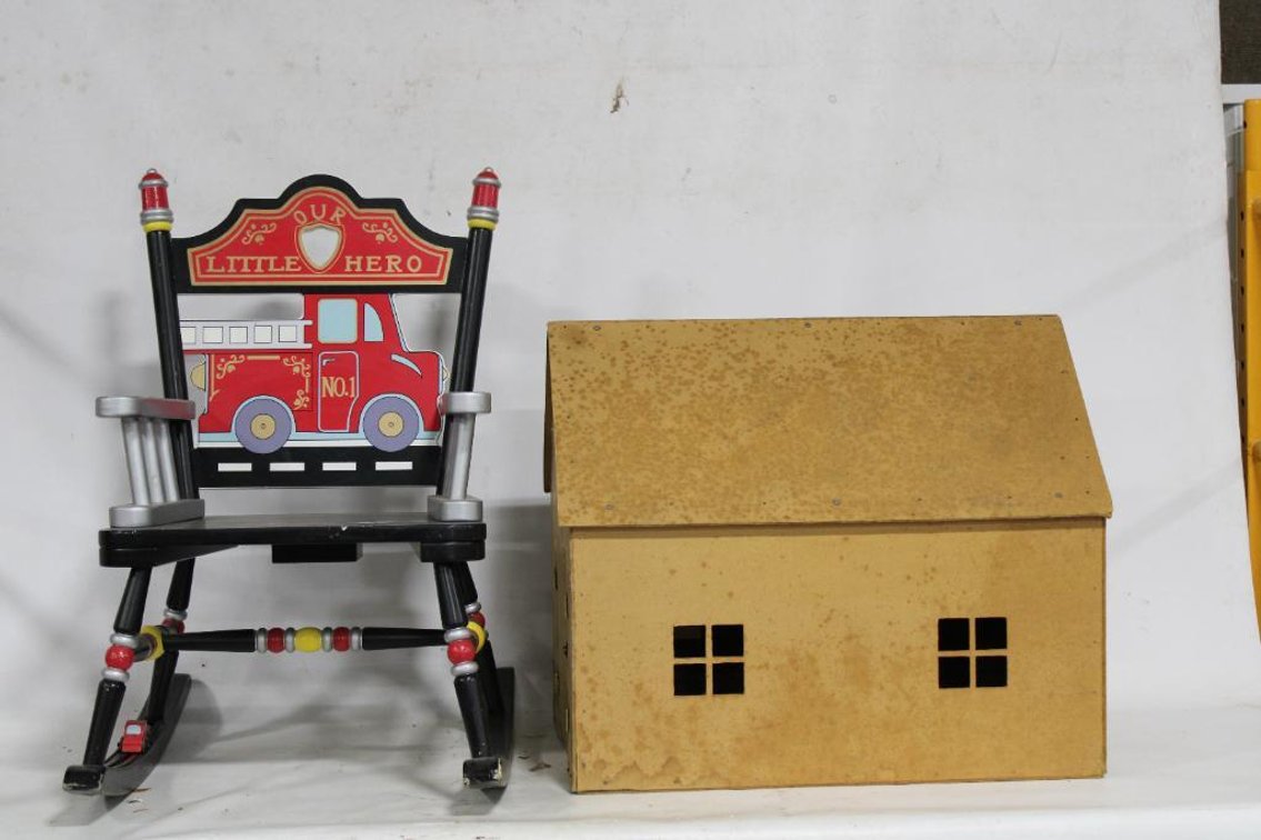 KIDS ROCKING CHAIR AND BARN TOY