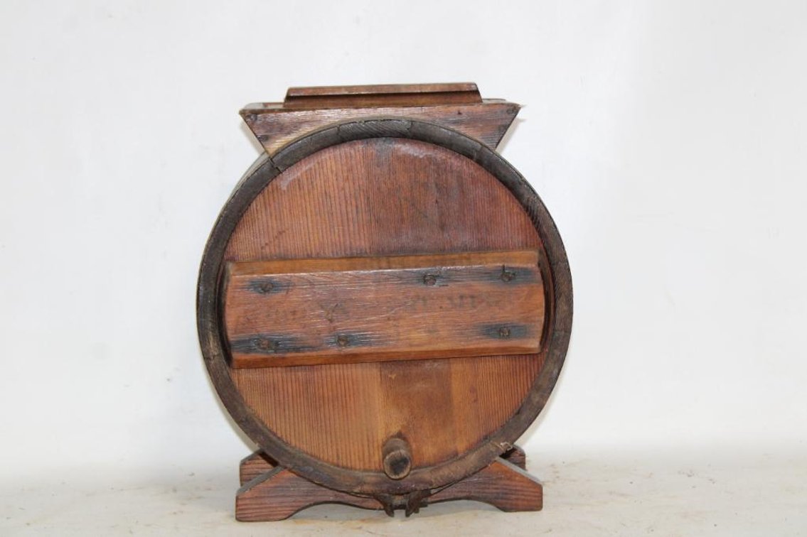 ANTIQUE WOOD BARREL BUTTER CHURN