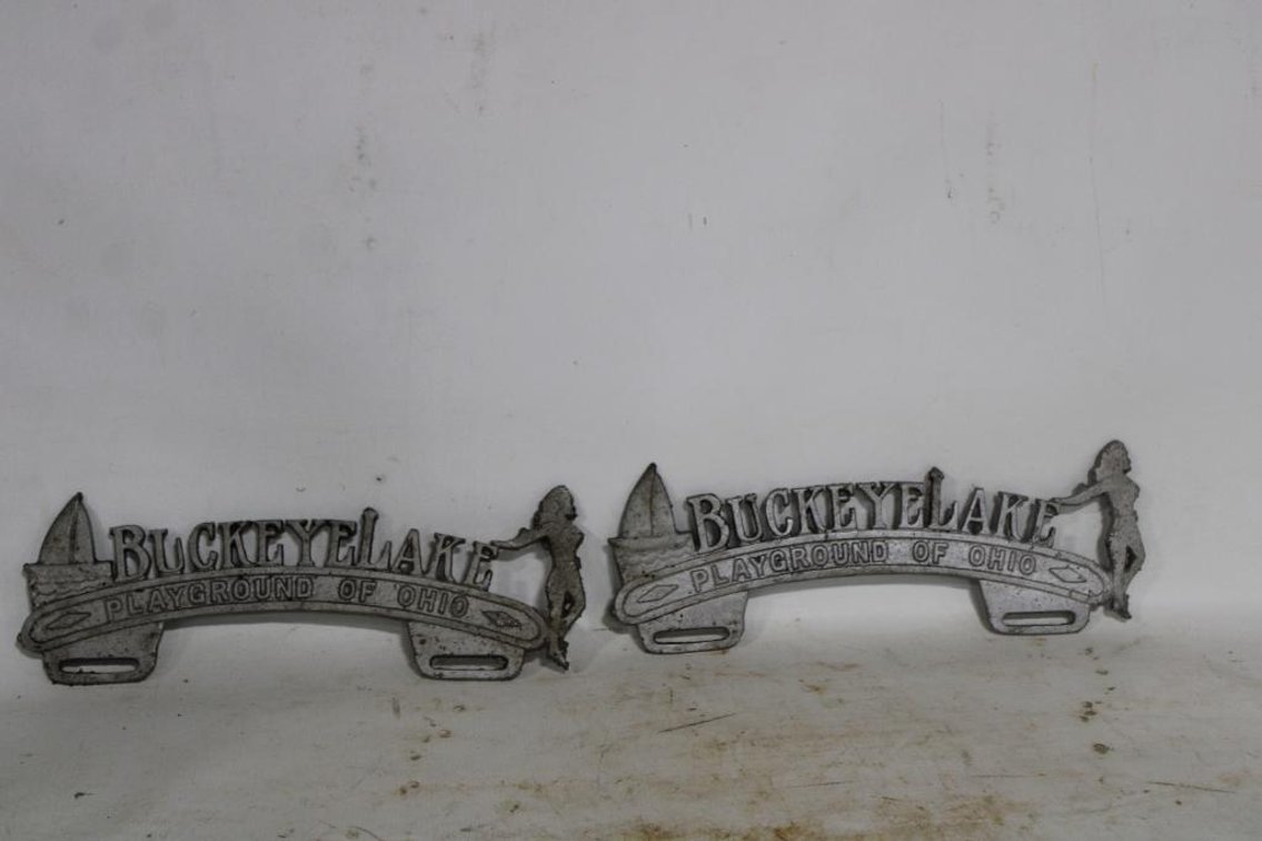 VINTAGE BUCKEYE LAKE LICENSE PLATE TOPPERS