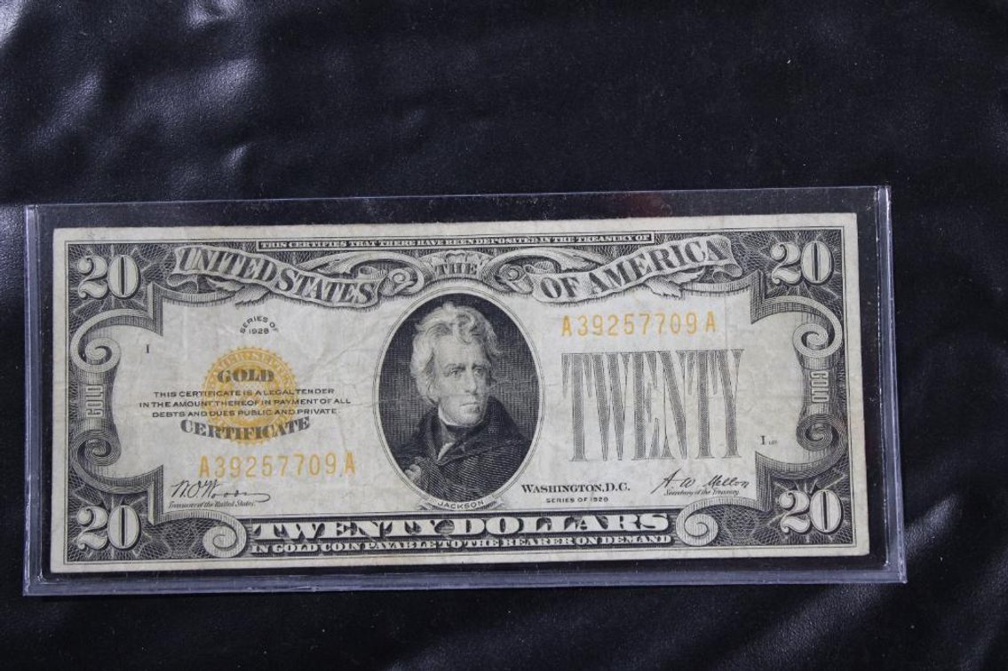 1928 20 DOLLAR GOLD CERTIFICATE