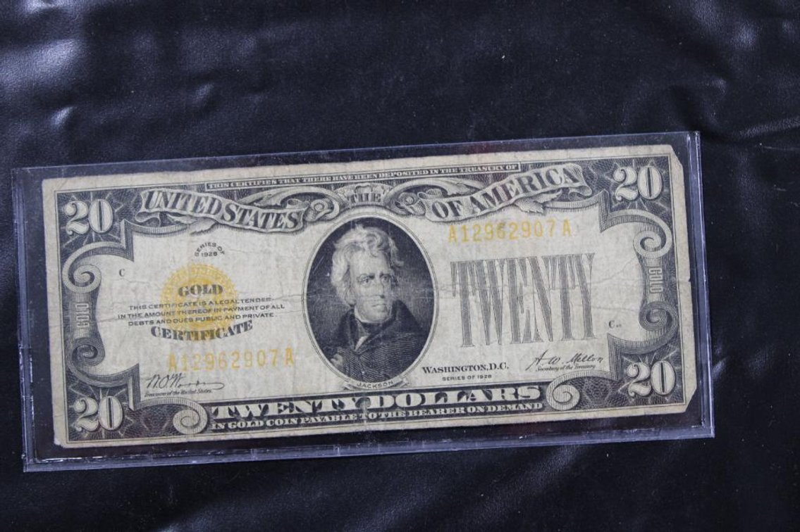 1928 20 DOLLAR GOLD CERTIFICATE