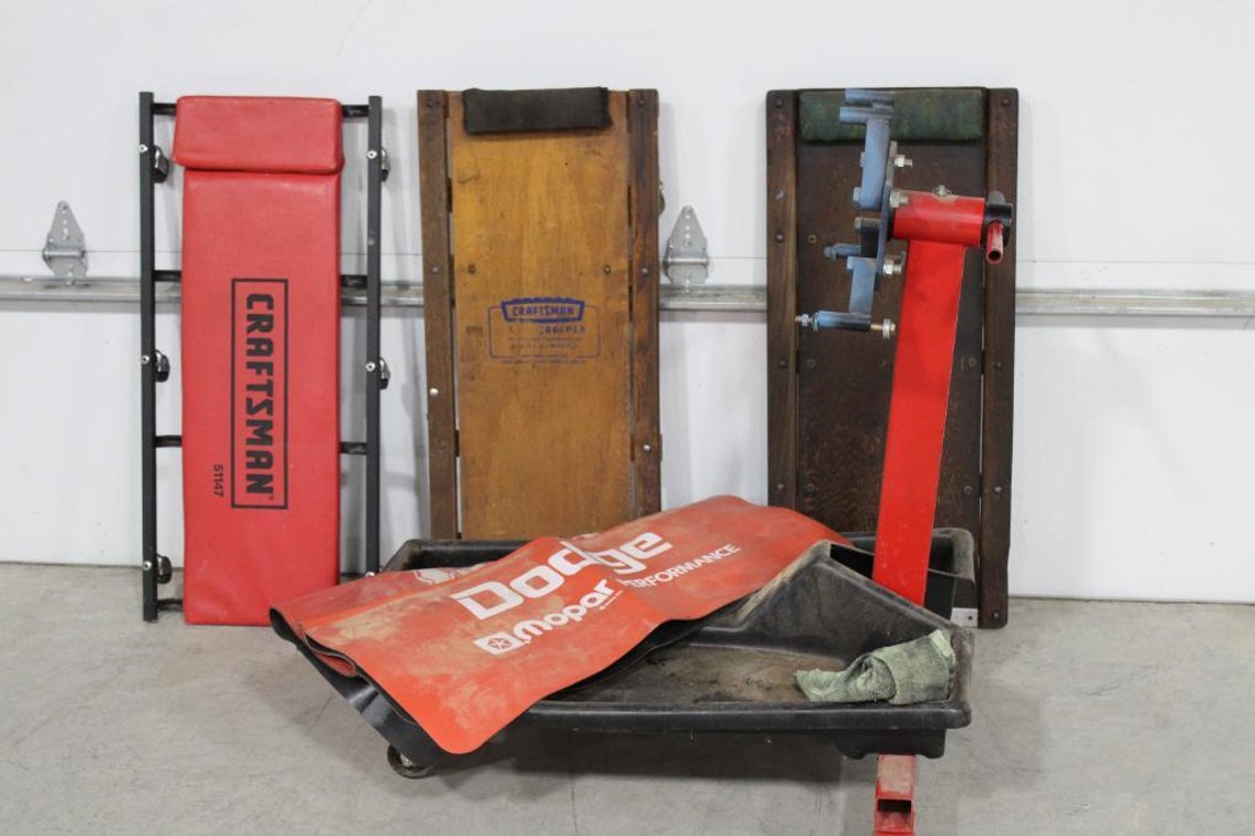 ENGINE STAND, CREEPERS, FENDER COVERS