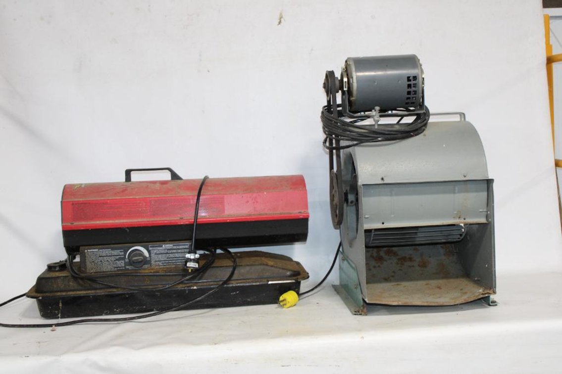 REDDY HEATER TORPEDO HEATER AND SQUIRREL FAN