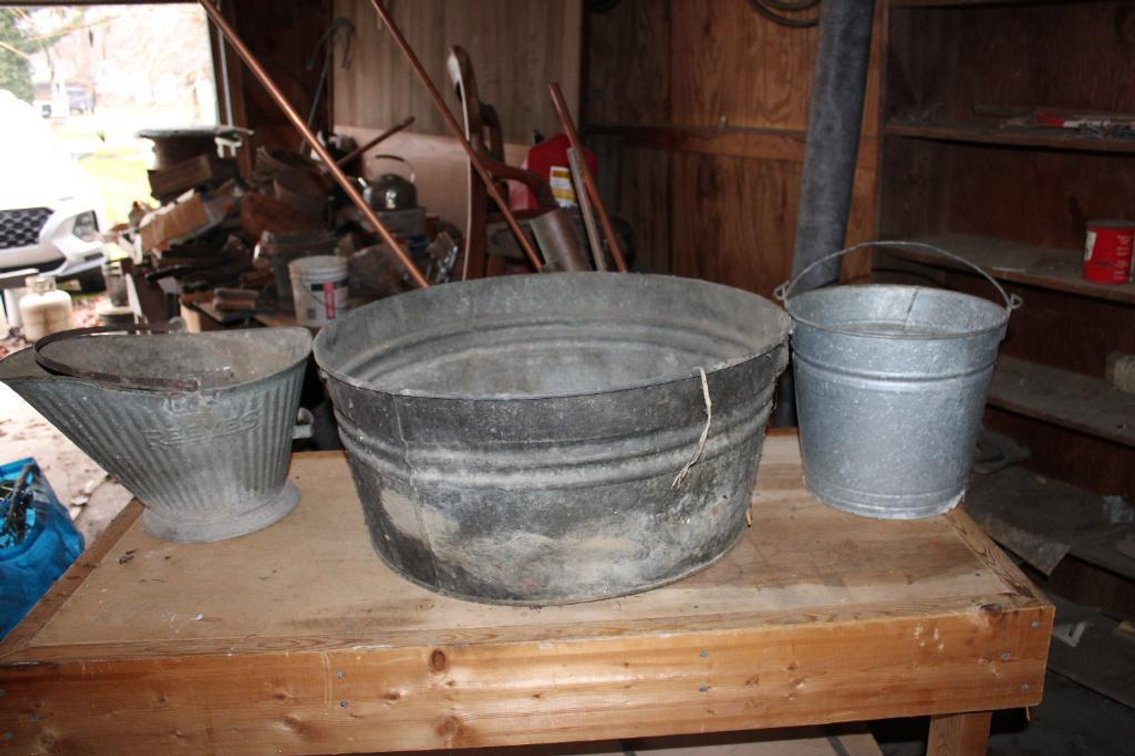 GALVANIZED TUBS AND ASH BUCKET
