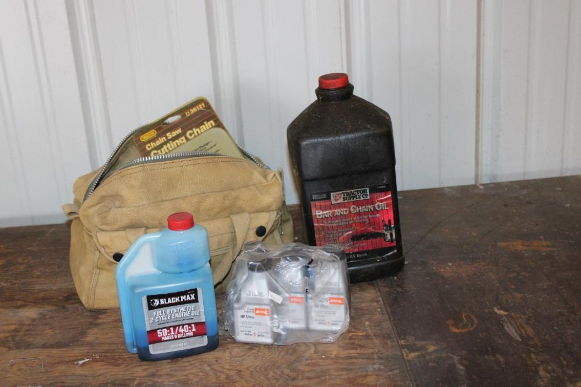 2-STROKE MIX, BAR OIL, CHAINSAW TOOLS