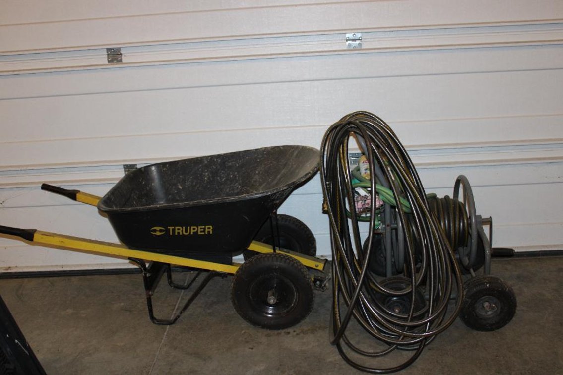 WHEEL BARROW AND HOSE REEL