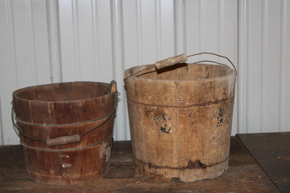 VINTAGE WOODEN BUCKETS 