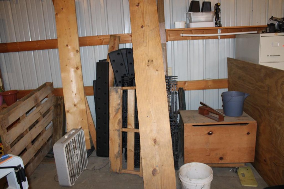 LUMBER, WROUGHT IRON BENCH LEGS, BED FRAME