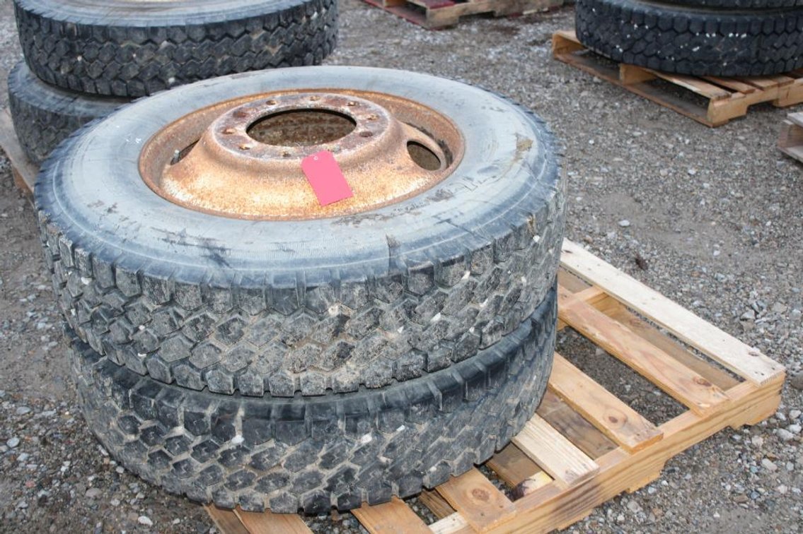 DUMP TRUCK DRIVE RIMS AND TIRES