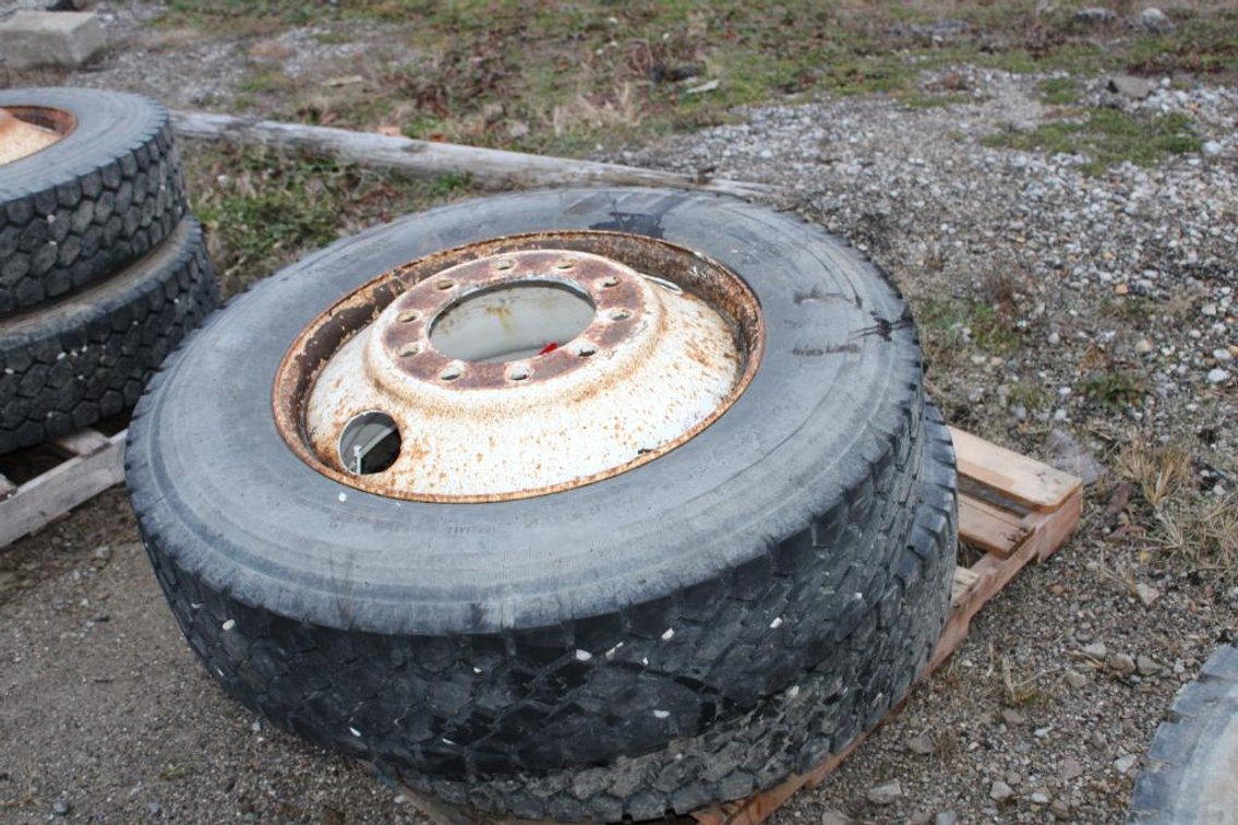 DUMP TRUCK DRIVE RIMS AND TIRES